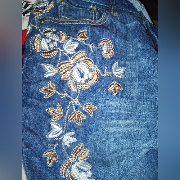 NWOT SEXY BLUE JEANS Gorgeous Embroidered Flower Accents VENEZIA 14 99% Cotton - Picture 15 of 16